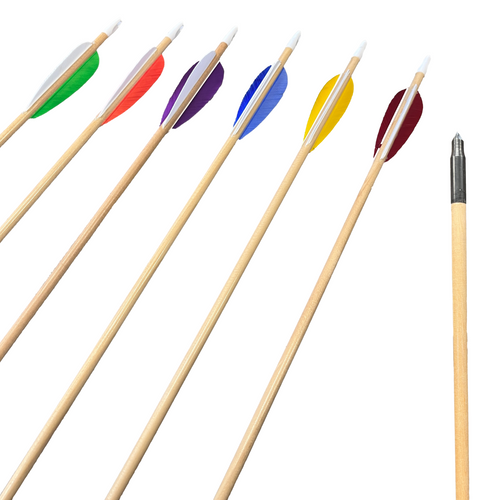 King Arrows - Youth 1/4 inch Wood Arrows with field points - 6 Pack